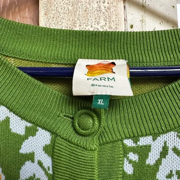 Farm Rio Green Leaf Foilage Knit Cardigan - Picture 3 of 4